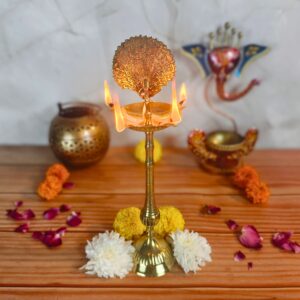 6-InchTraditional Peacock Brass Diya – Handcrafted Deepam for Pooja & Festive Decor