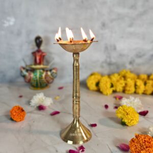6 Inch Elegant Brass Deepak for Auspicious Ceremonies and Home Décor