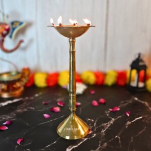 12 Inch Elegant Brass Deepak for Auspicious Ceremonies and Home Décor