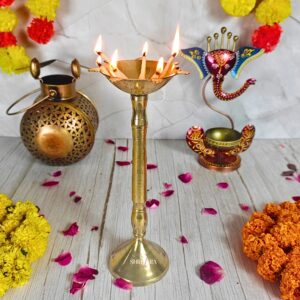 14 Inch Elegant Brass Deepak for Auspicious Ceremonies and Home Décor