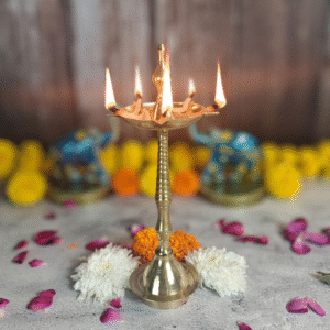 8-Inch Traditional Brass Diya – Handcrafted Oil Diya for Pooja, Festivals & Home Decor