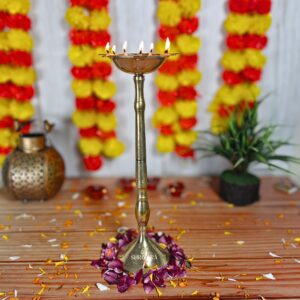 16 Inch Elegant Brass Deepak for Auspicious Ceremonies and Home Décor