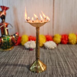 8 Inch Elegant Brass Deepak for Auspicious Ceremonies and Home Décor